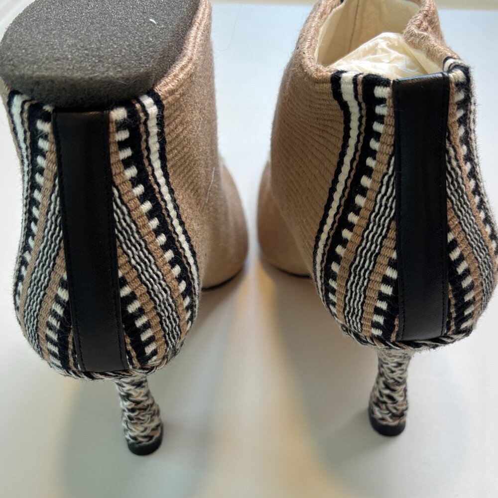 Amambaih INMA Spain Woven Ankle Boots 37 Sculptural Heel Boho - Picture 4 of 7